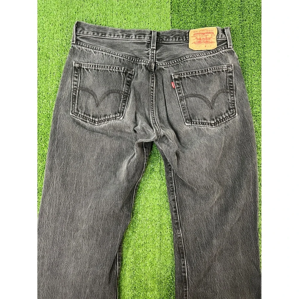 Levis 501-0660 Mens Faded Black Straight Leg Button Fly Denim Jeans 36x30